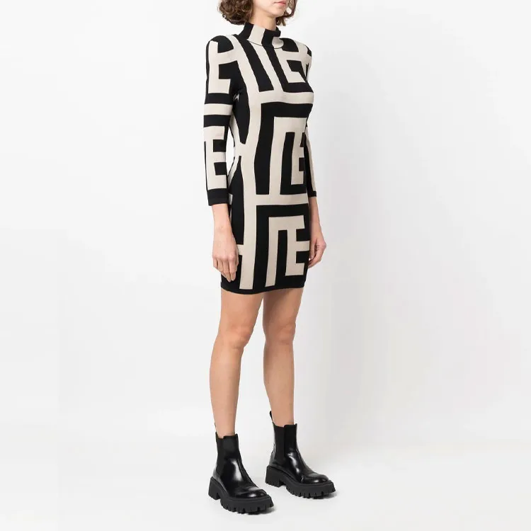 BALMAIN Geometric print Dress-3