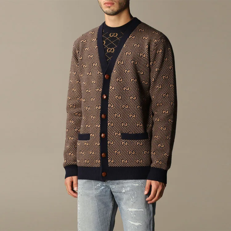 GUCCI Cashmere Sweaters Men Brown-2
