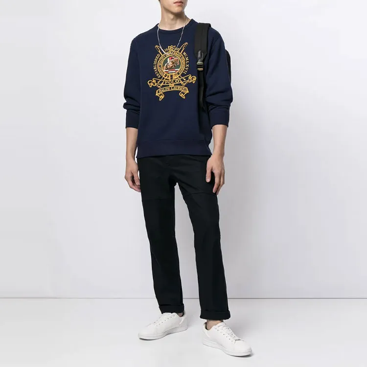 Polo Ralph Lauren FW21 Men Embroidered Fleece Round Neck Pullover Blue-1