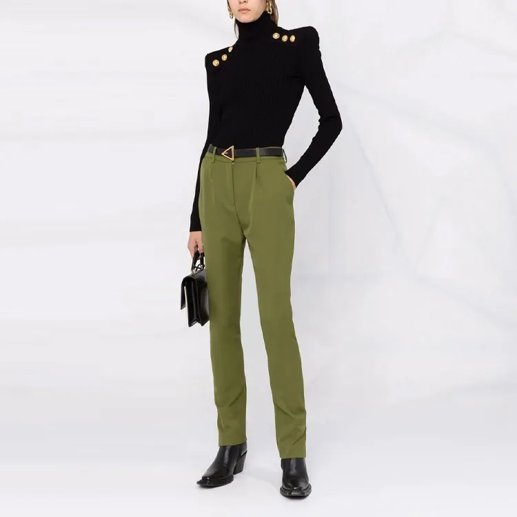 BALMAIN Casual Pants Women's Green-1