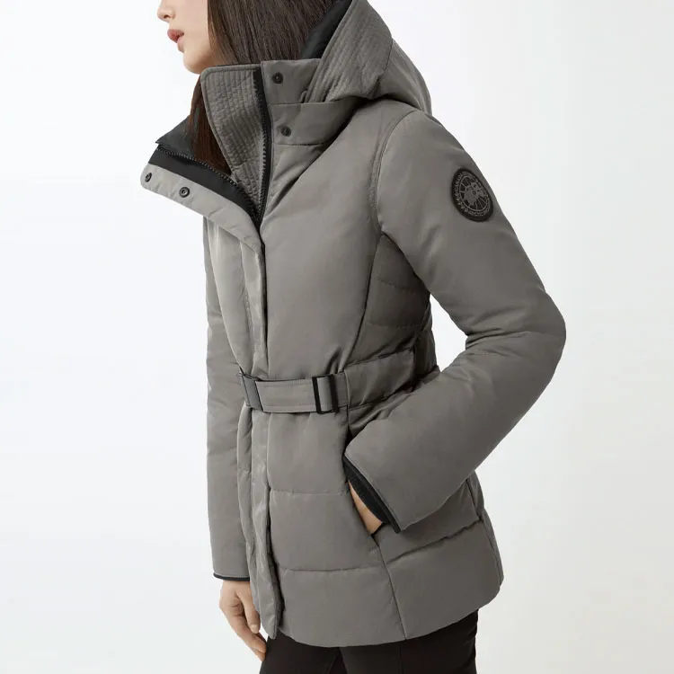 Canada Goose Roxboro Series Solid Color Hooded Down Jacket Women's Gray-4