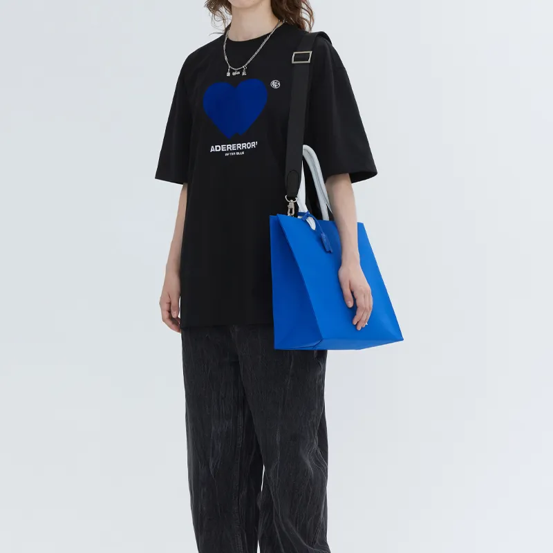 ADER ERROR Leather Tote Bag, Shopping Bag, Shoulder Bag, Crossbody Bag, Handbag Regular Unisex Blue-3