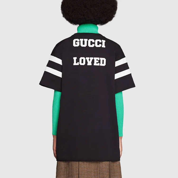 GUCCI 1921 SS21 Crew Neck Loose Fit Straight Short Sleeved T Shirt Women's Black-3