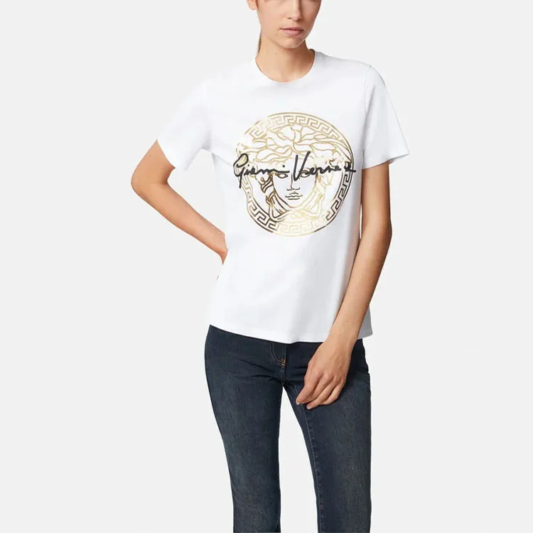 VERSACE Gv Signature Medusa T Shirt 'White/Gold/Black'-1