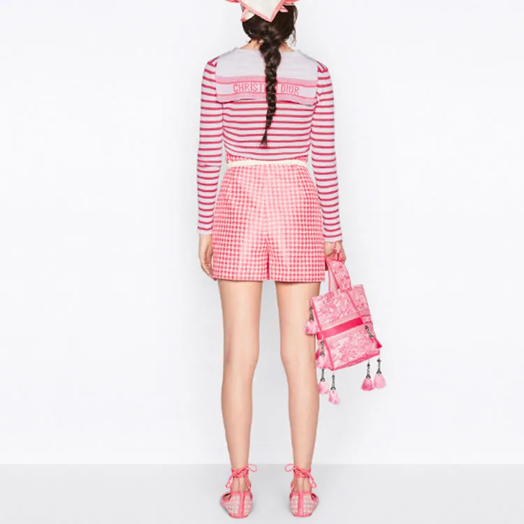 DIOR SS22 Slim Fit Knitwear Women's Pink White Multicolor-3