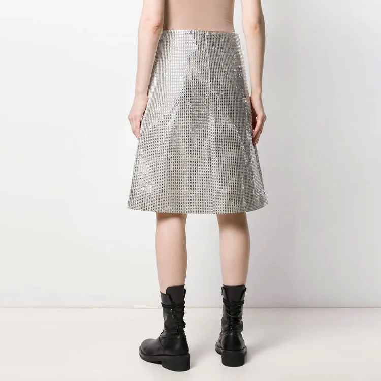 Bottega Veneta Casual Long Skirts Women's Silver-2