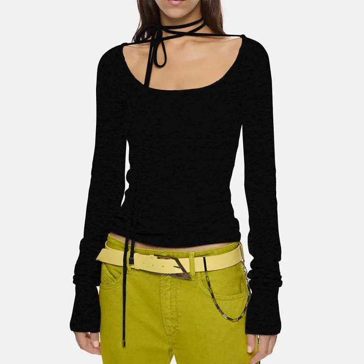 The Attico Tie Neck Knit Top-3