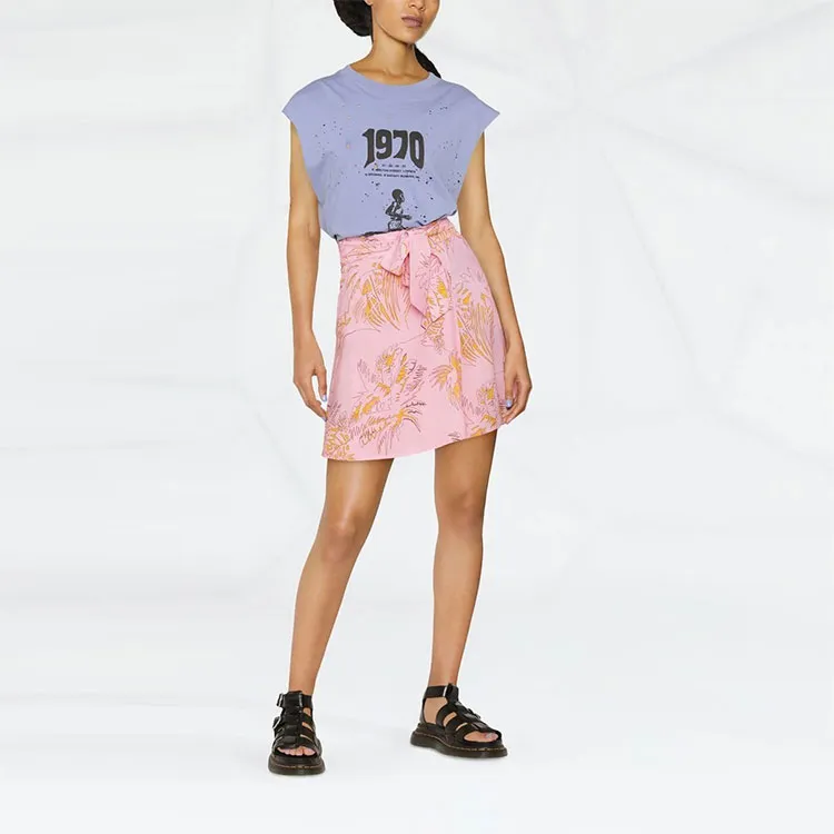 PALM ANGELS Palm Tree-print Bow-detail A-Line Skirt-1
