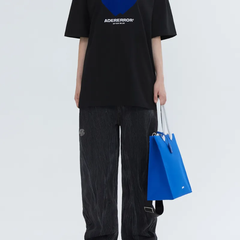 ADER ERROR Leather Tote Bag, Shopping Bag, Shoulder Bag, Crossbody Bag, Handbag Regular Unisex Blue-5