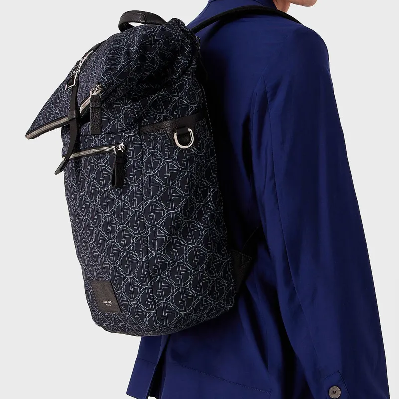 GIORGIO ARMANI Polyester Backpack Medium Size Men's Navy Blue-6
