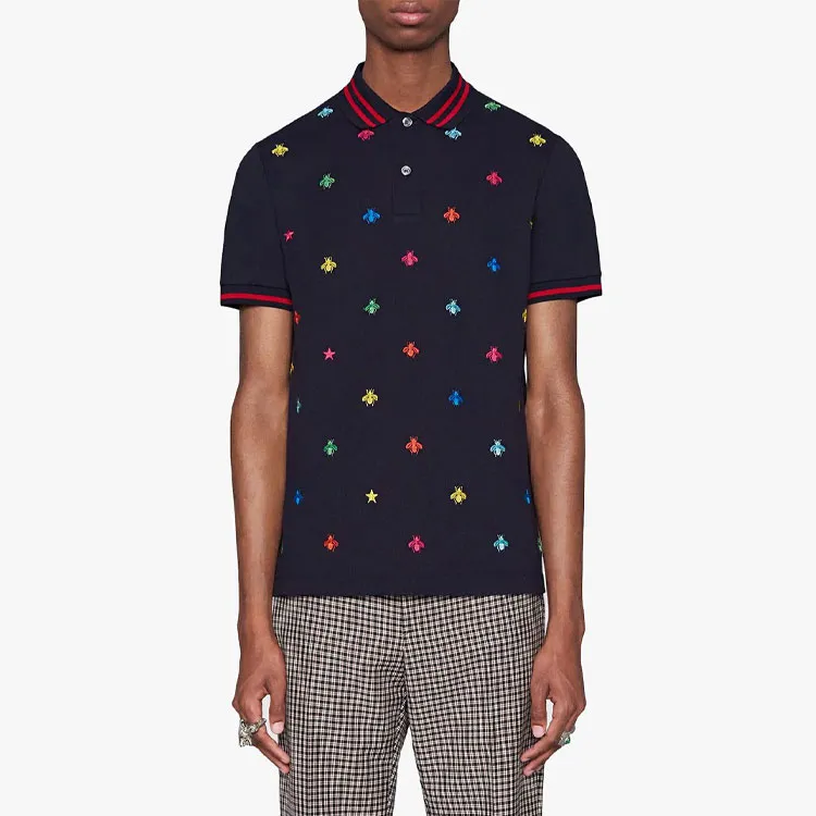 GUCCI Polo Shirts Men Navy Blue-4