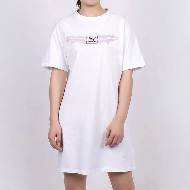 PUMA Short Sleeved Dresses Women's White-3