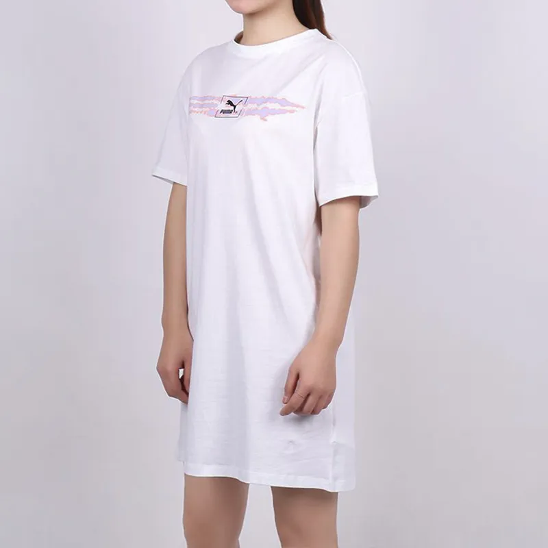 PUMA Short Sleeved Dresses Women's White-2
