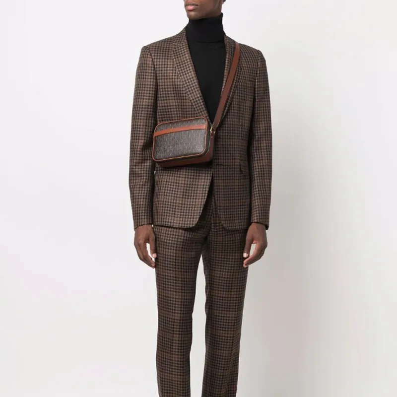 SAINT LAURENT LE MONOGRAMME Leather Canvas Bag One Shoulder Handbag Crossbody Bag Regular Men's Chestnut/Brown-5
