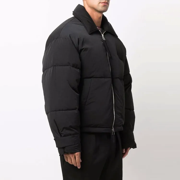 Jacquemus Solid Color Hooded Down Jacket Men's Black-2