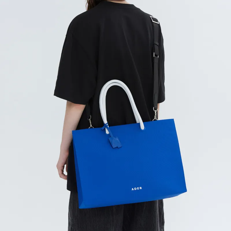 ADER ERROR Leather Tote Bag, Shopping Bag, Shoulder Bag, Crossbody Bag, Handbag Regular Unisex Blue-6