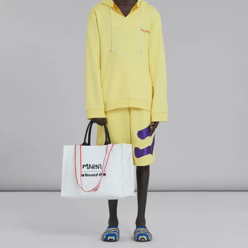 MARNI No Vacancy Inn Collaboration Canvas Bag Tote Bag Shopping Bag Handbag Men's White-5
