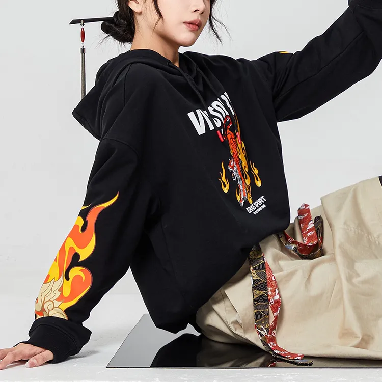 Erke x WANGZHERONGYAO LIANMINGKUAN Sports Life Collection Sweatshirt Men's Jet Black-3