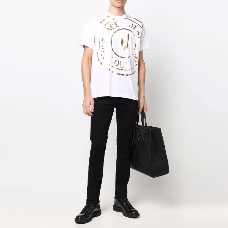 VERSACE JEANS COUTURE SS22 Men Metallic Logo Printed Short-Sleeve T-Shirt White-2