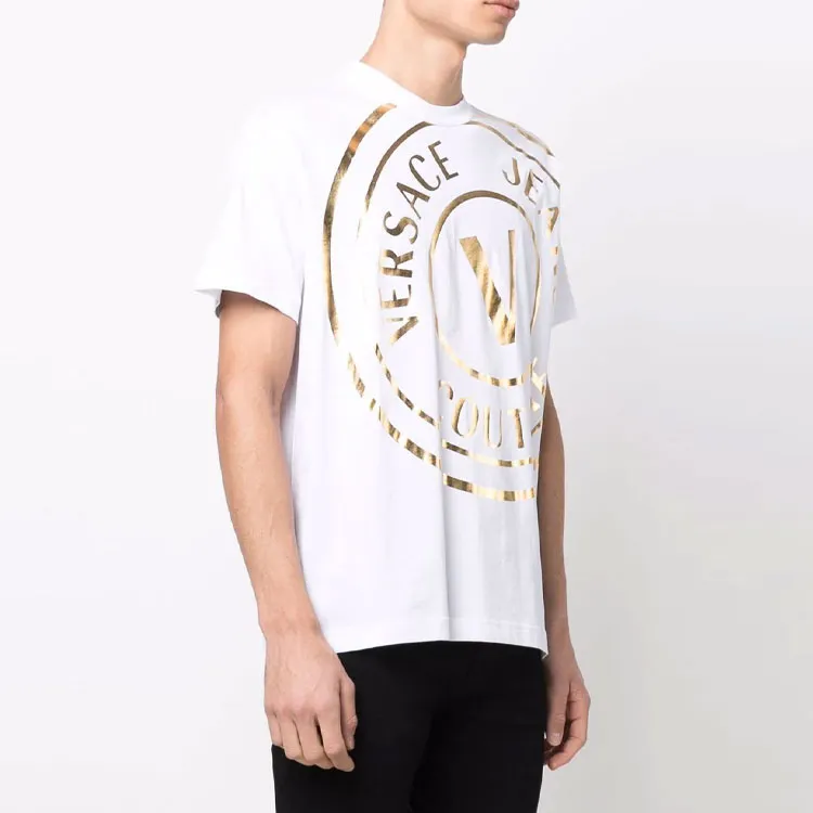 VERSACE JEANS COUTURE SS22 Men Metallic Logo Printed Short-Sleeve T-Shirt White-4