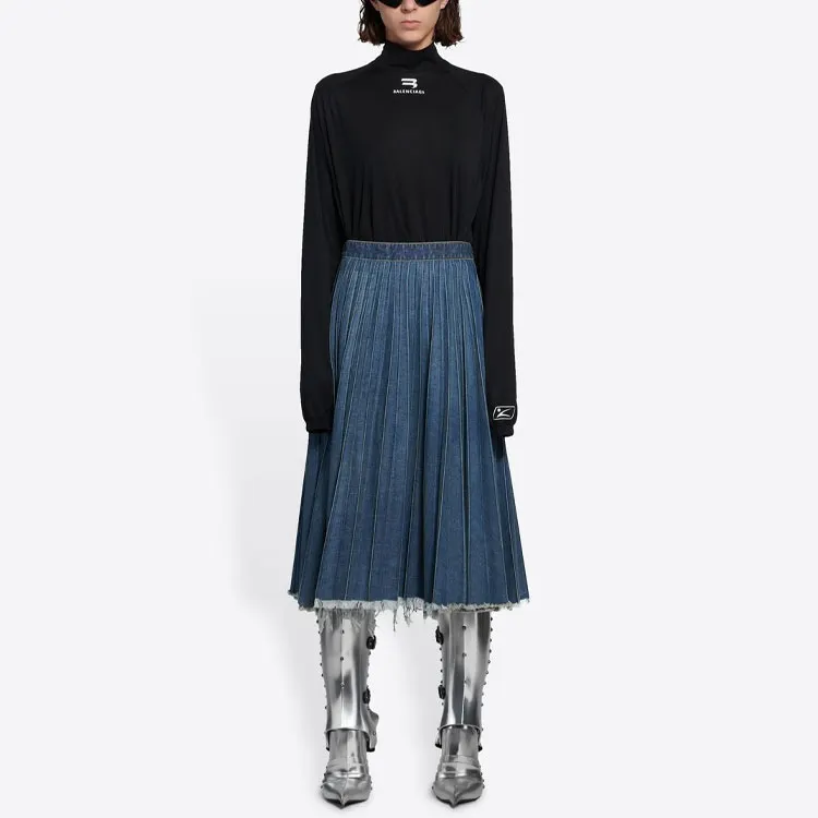 Balenciaga Denim Short Skirts Women's Blue-2