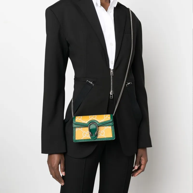 GUCCI Dionysus Leather Shoulder Bag Crossbody Bag Extra Mini Women's Yellow-10