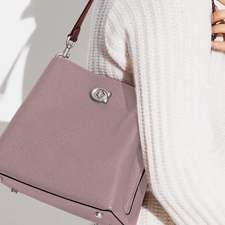 COACH Willow Leather Bucket Bags Shoulder Bag Crossbody Bag Medium Size Women's Purple-4