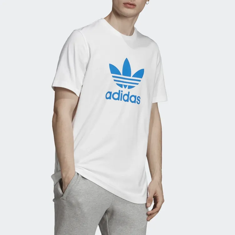 Adidas Originals Trefoil T Shirts Men White/Feather Blue-4