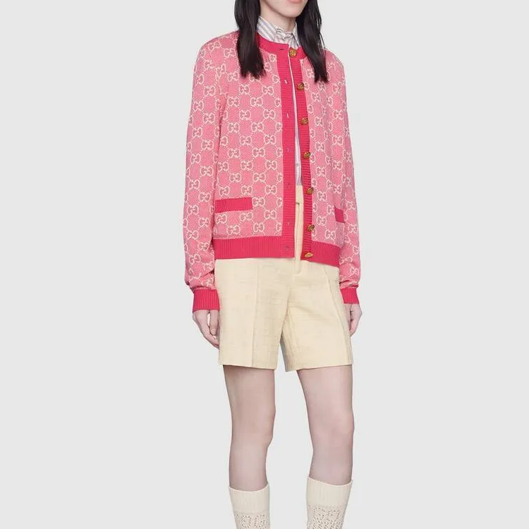 GUCCI Gg Jacquard Crew Neck Cardigan-2
