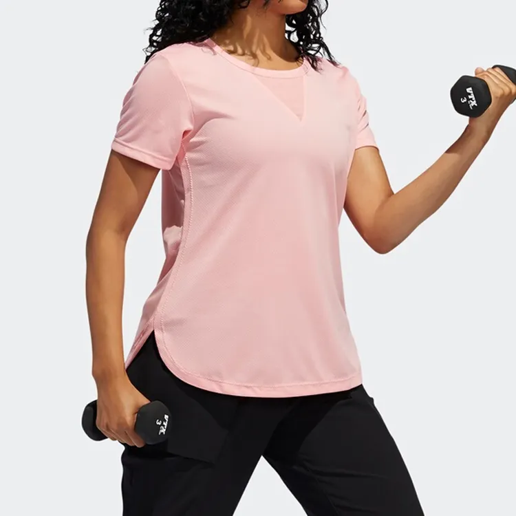 Adidas Set in Sleeve T Shirt Women's Pink-2
