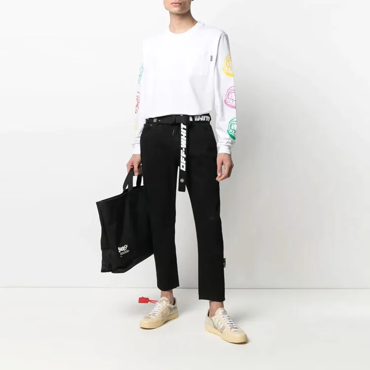 OFF WHITE High Rise Cropped Straight Leg Jeans-1