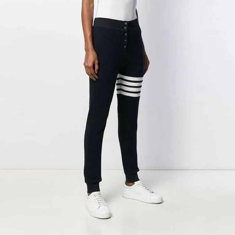 THOM BROWNE Knitted Sweatpants Women's Marine Blue-2