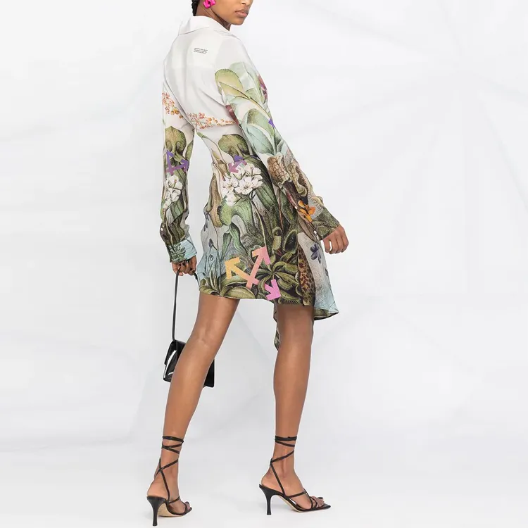 OFF WHITE Botanical print Shirt Dress-3