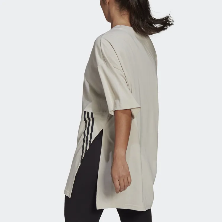 Adidas Drop Shoulder Sleeve T Shirt Women's Bauxite Brown-2