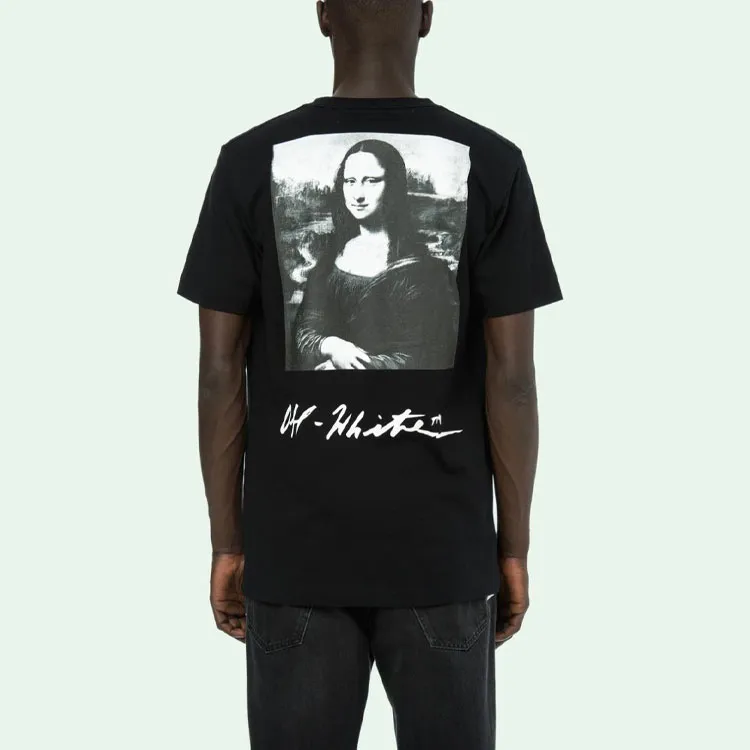 OFF WHITE Oversized Monalisa Graphic Print T Shirt-3
