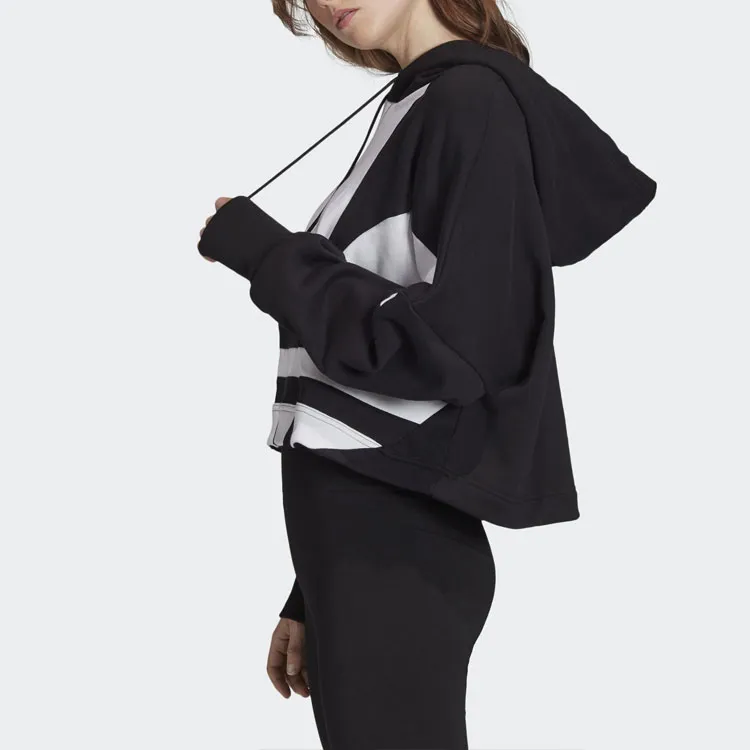 Adidas Cropped Big Trifoil Pullover Hoodie-4