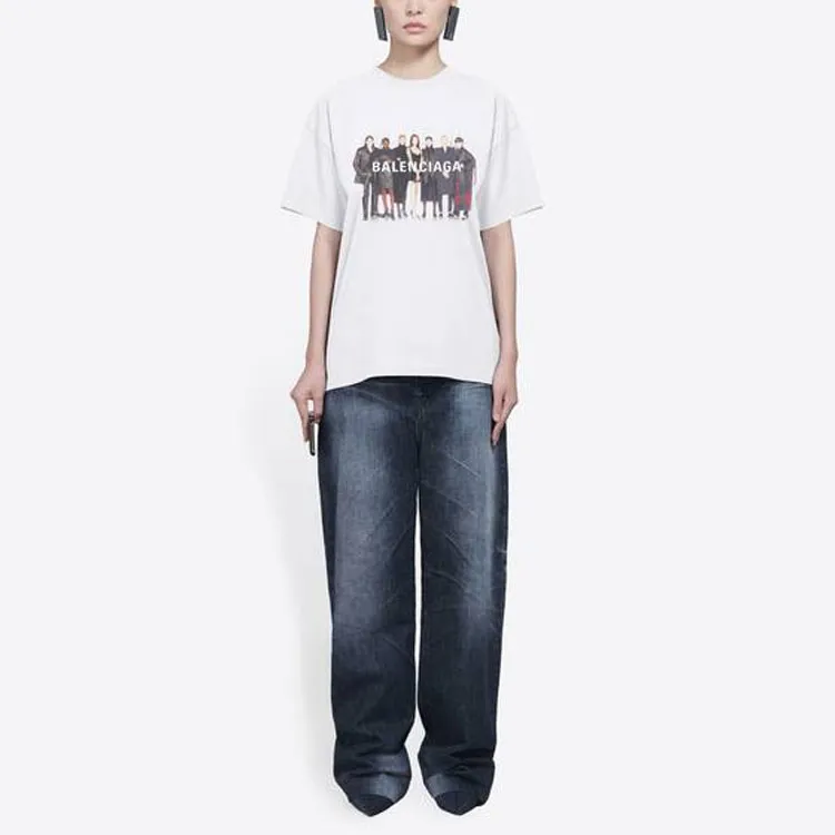 Balenciaga Drop Shoulder Sleeve T Shirt Women's White-5