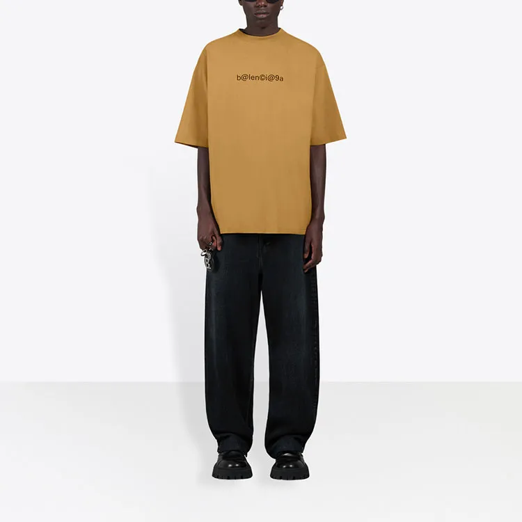 Balenciaga T Shirt Loose Fit Style Men's Khaki-2