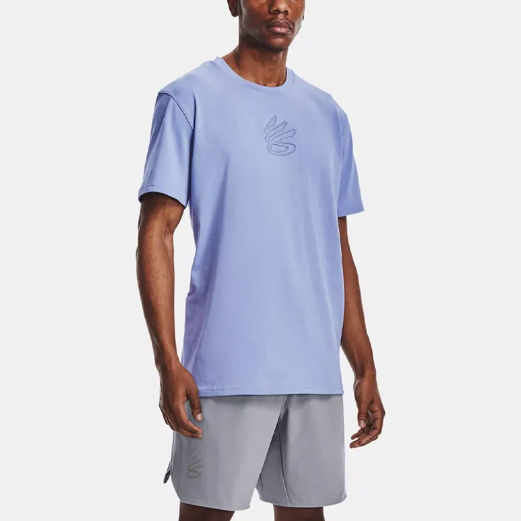 Under Armour Embroidered T Shirts Men Blue-3