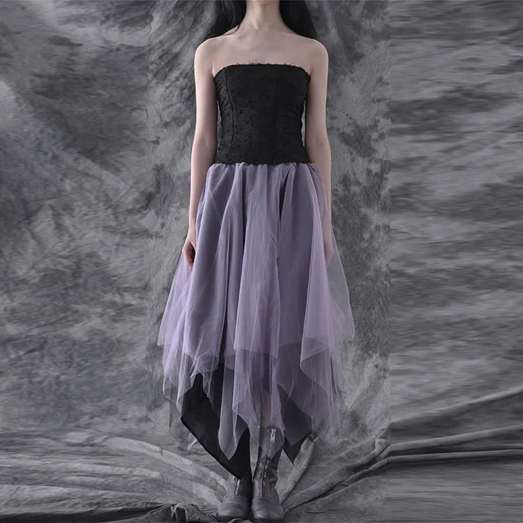 MARC LE BIHAN Casual Long Skirts Women's Black Purple-2