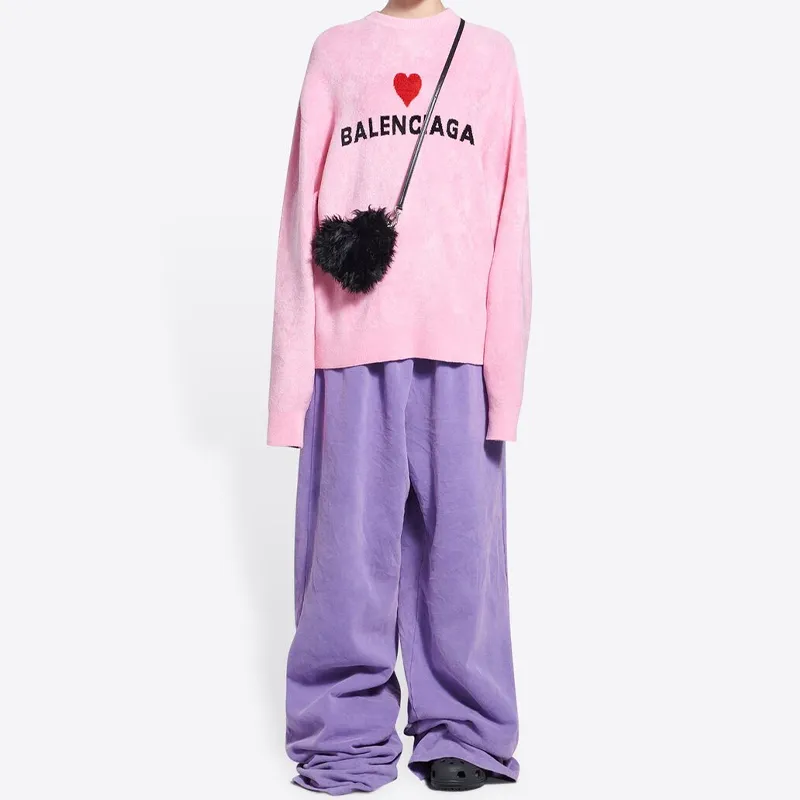 Balenciaga Faux Fur Heart-Shaped Bag Clutch Women's Black-5