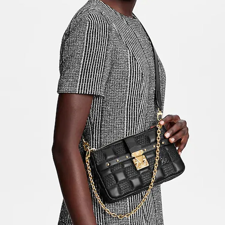LOUIS VUITTON Pochette Troca Damier Quilt Black-5