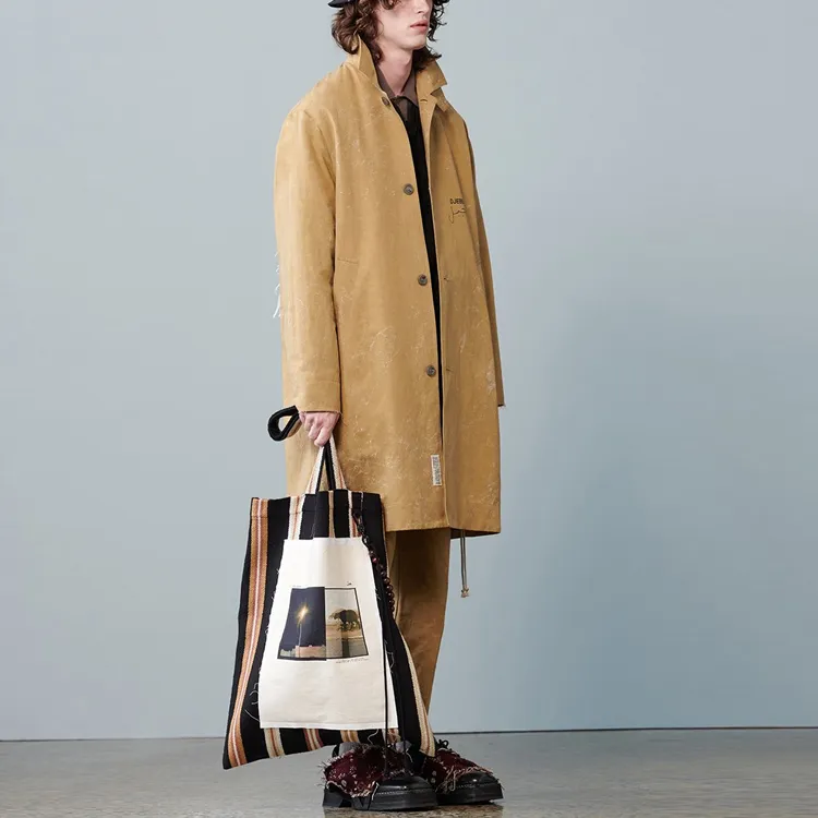 SONG FOR THE MUTE Trench Coats Men Khaki-4