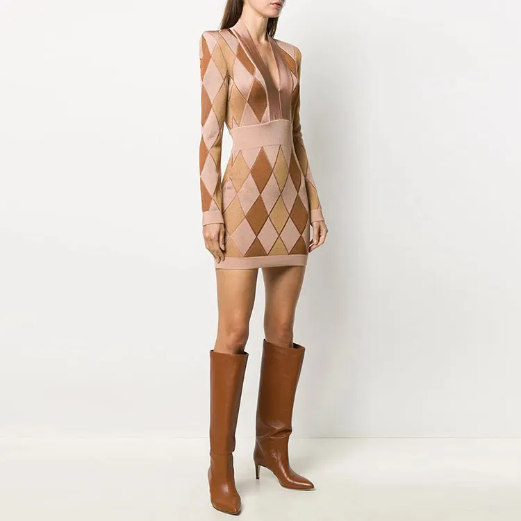 BALMAIN Long-Sleeved Dresses Women's Beige-3
