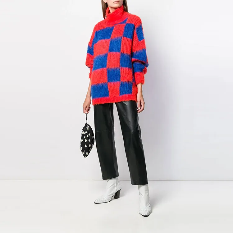 MSGM Checked Turtleneck Oversized Sweater-1