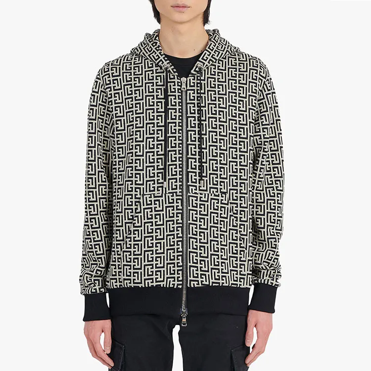 BALMAIN Monogram Printed Zip-Up Hoodie-7