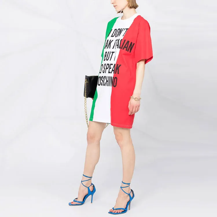 MOSCHINO Italian Slogan Print T-Shirt Dress-3