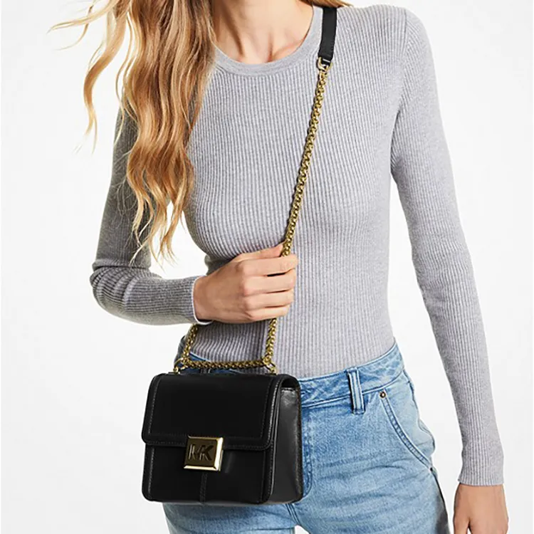 MICHAEL KORS Sonia Leather Crossbody Bags Shoulder Bags Small Size Women's Pure Black-3