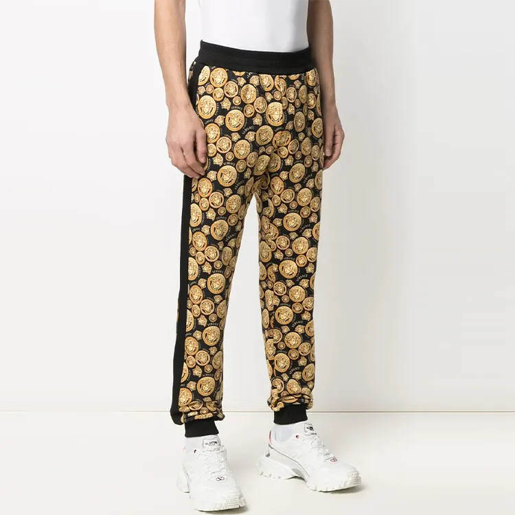 VERSACE Knitted Sports Pants Men's Yellow-2
