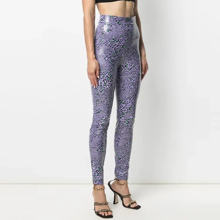 VERSACE Leopard Print Leggings 'Lilac'-3